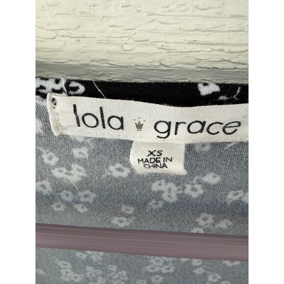 Lola + Grace Black Floral Long Sleeve Mini Dress XS Cottagecore Romantic - Picture 4 of 7